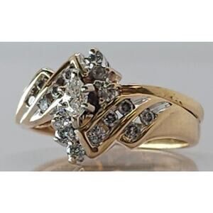 14k Gold Marquise, Diamond Ring, Size 6, 5.3g